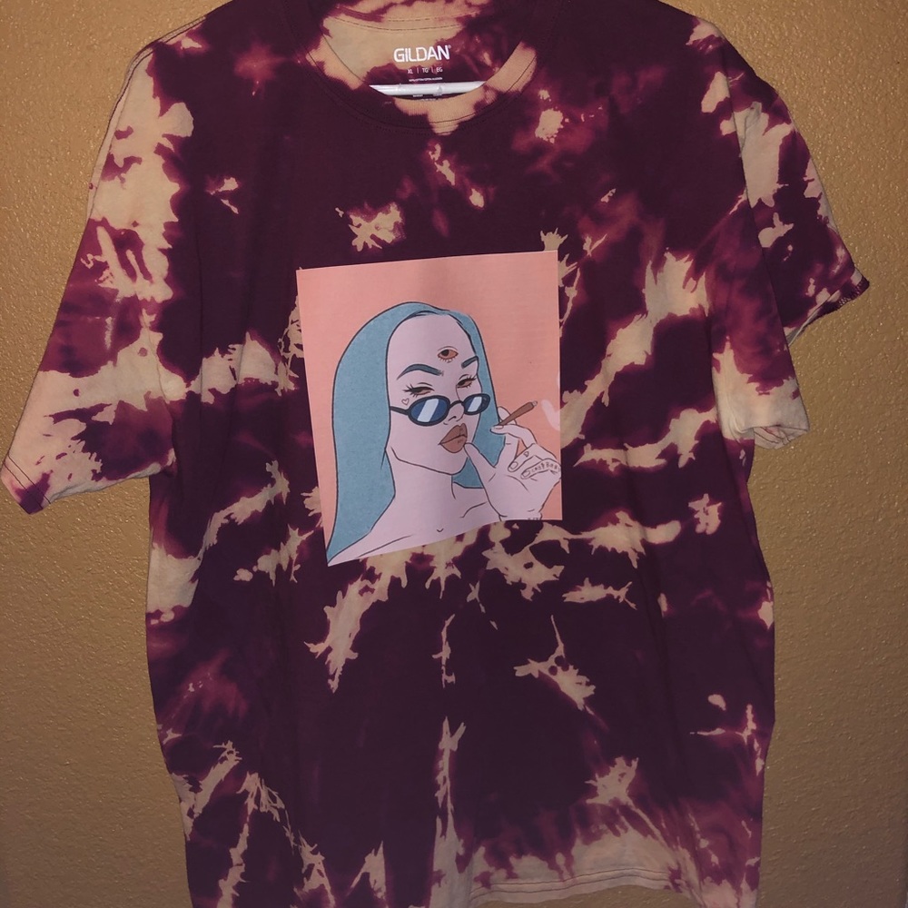 Dark Red tie dye tshirt